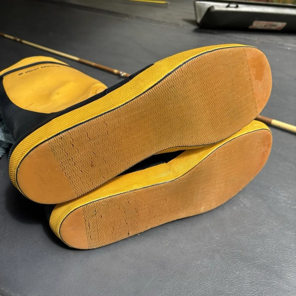 Vtg West Marine Tall Sea Boots Yellow Rubber Offshore Sailing Deck Boots Mens 13